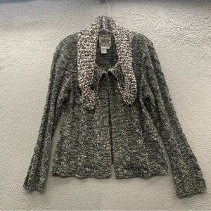 Curio Vintage Textured Knit Acrylic Blend Cardigan Sweater Gray Womens Size M